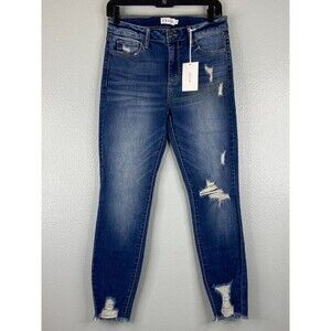 Cello Women Size 7 Cropped Denim Jeans Mid Rise Skinny Distressed NWT